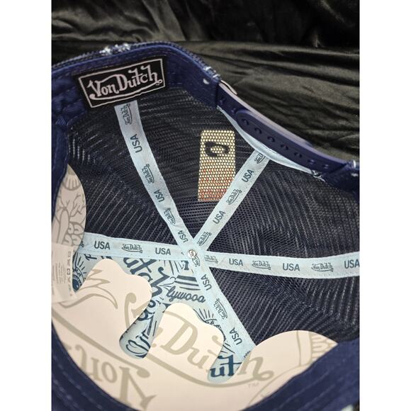Von Dutch Trucker Hat Monogram Embroidered Patch Snapback Squidward Blue - Picture 5 of 5